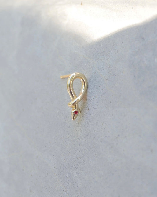 14K Ruby Snake Stud