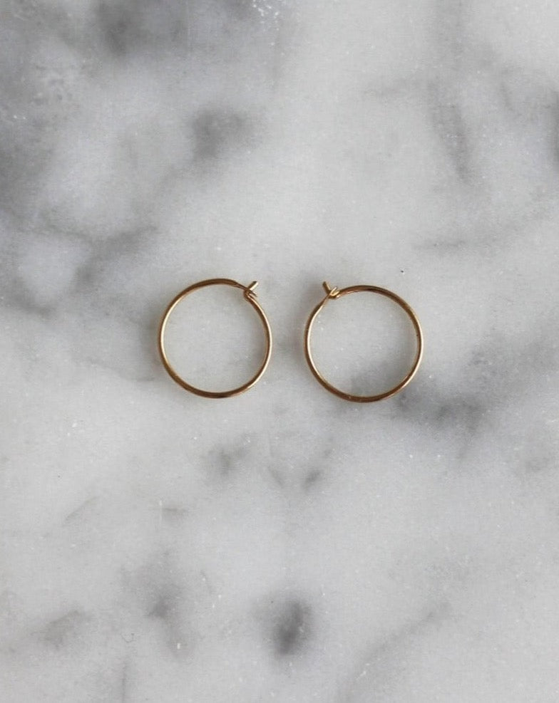 14K Thin Hoops